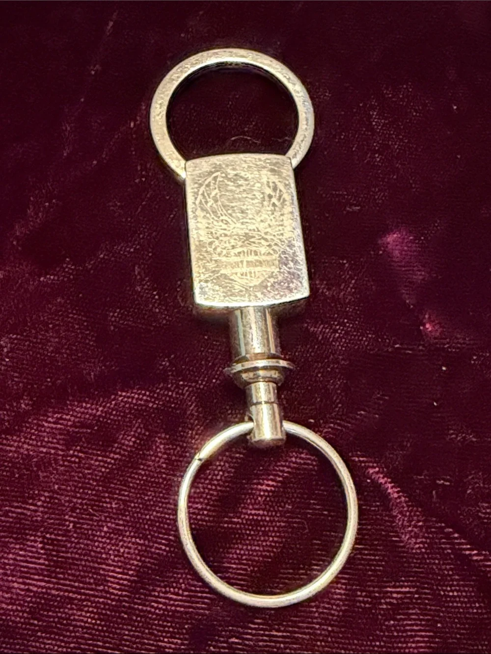 Harley Davidson Silver Metal Keychain with Engraved Eagle Design